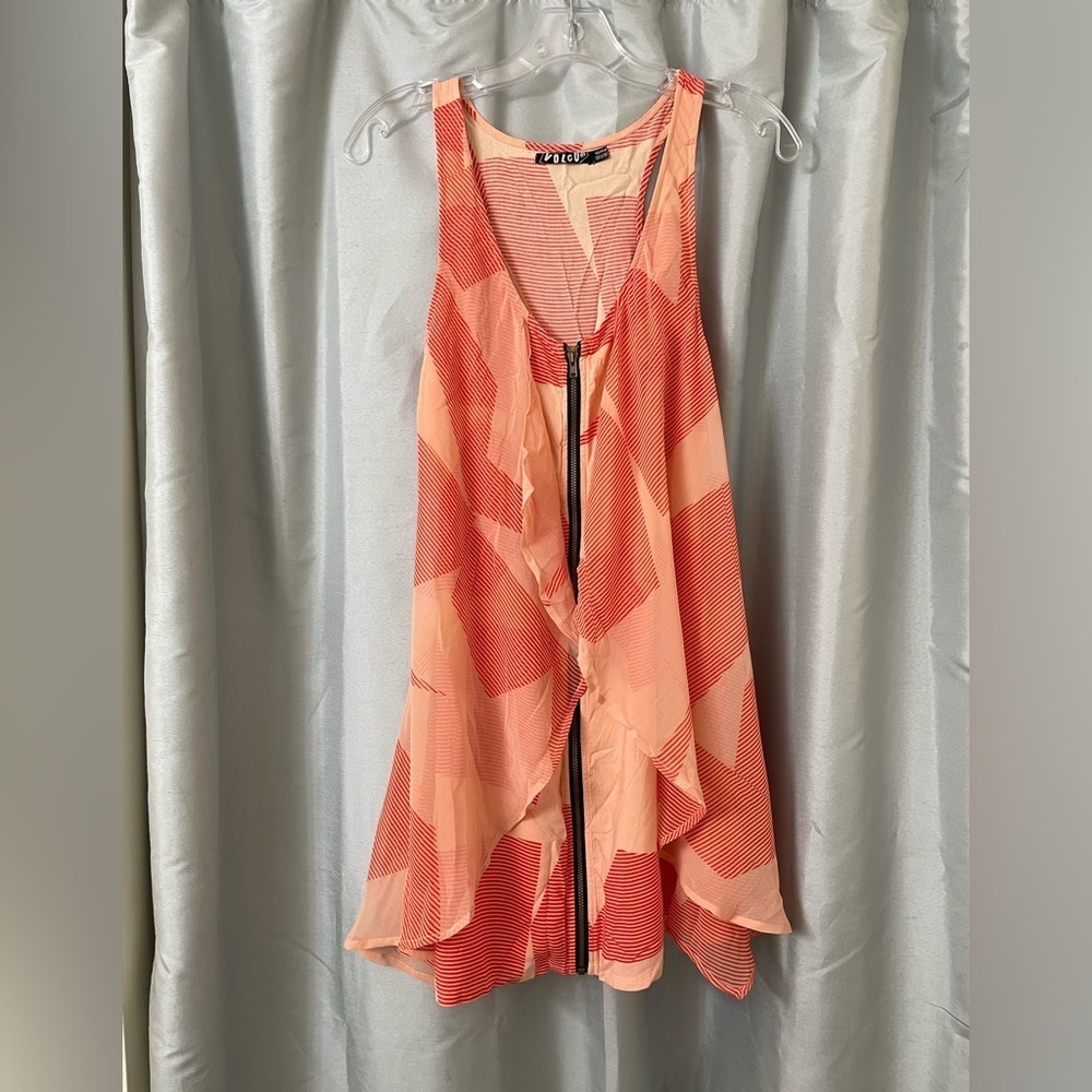 Volcom XS NWT Peach and Red Stripes Sheer Luck Strangler Dress
